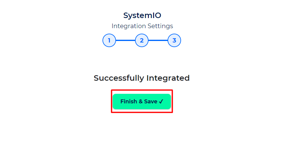 Systeme.io Integrations finish and save