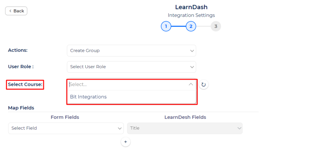 LearnDash Integrations With Bit Integrations - Select a course