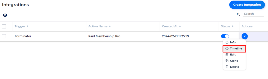 Paid Memberships Pro Integration with Bit Integrations - Timeline