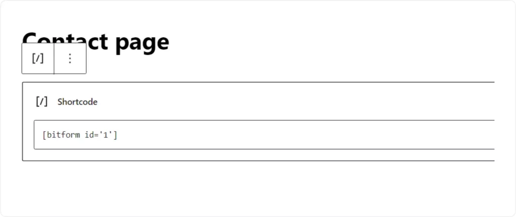 paste shortcode to add a contact form in wordpress site