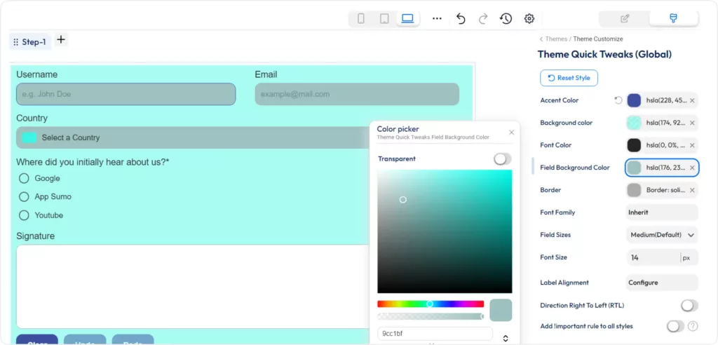 incredible style editor options in Bit form