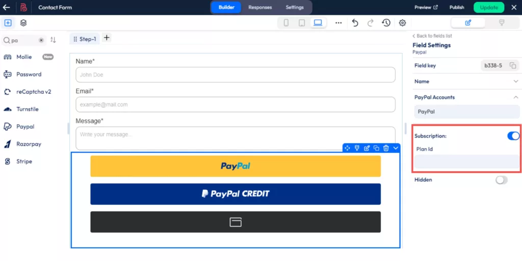 Set up PayPal for subscriptions using Bit form
