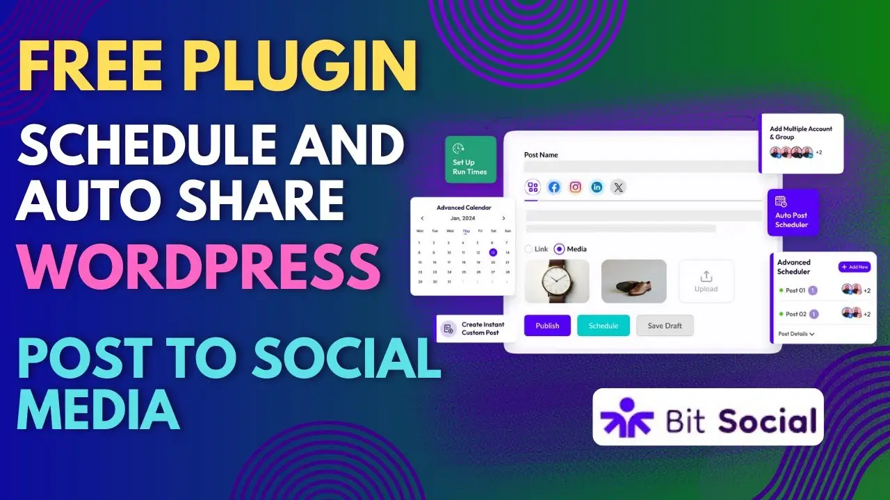 Free Plugin To Schedule and Auto Share WordPress Post To Social Media Bit Social Tutorial