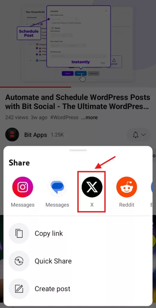 click on the x icon