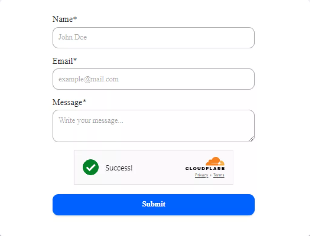 form preview with cloudflare turnslite