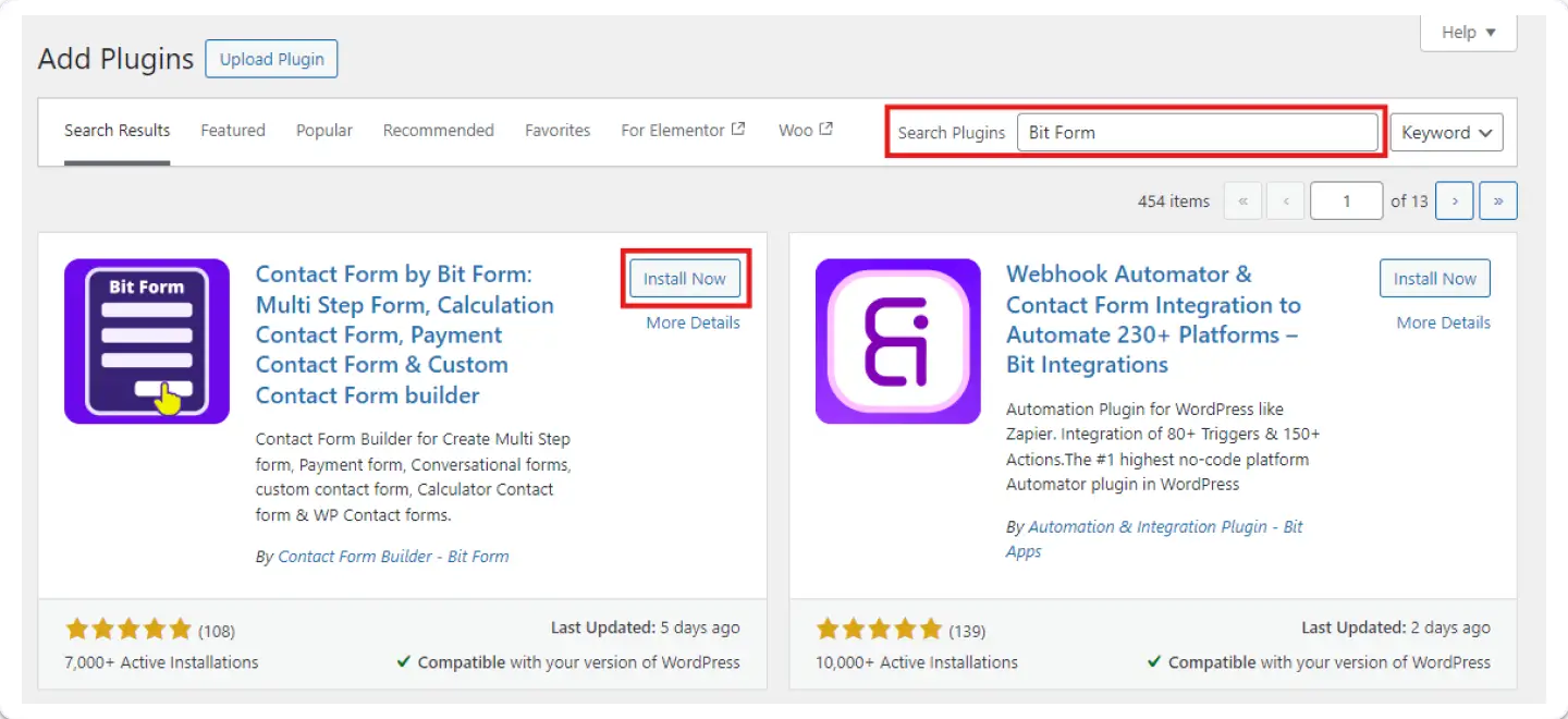 install bit form 1 1