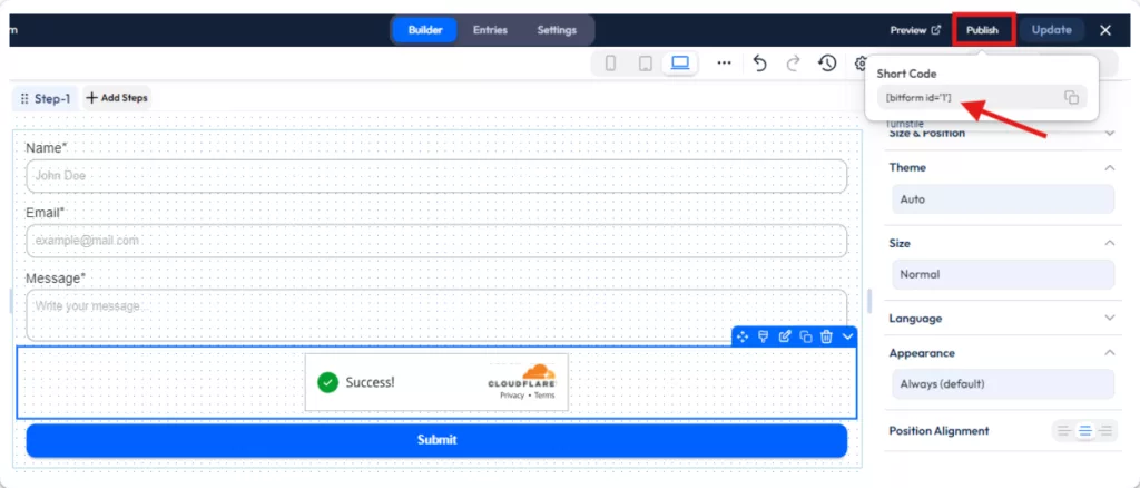 Bit form cloudflare turnstile