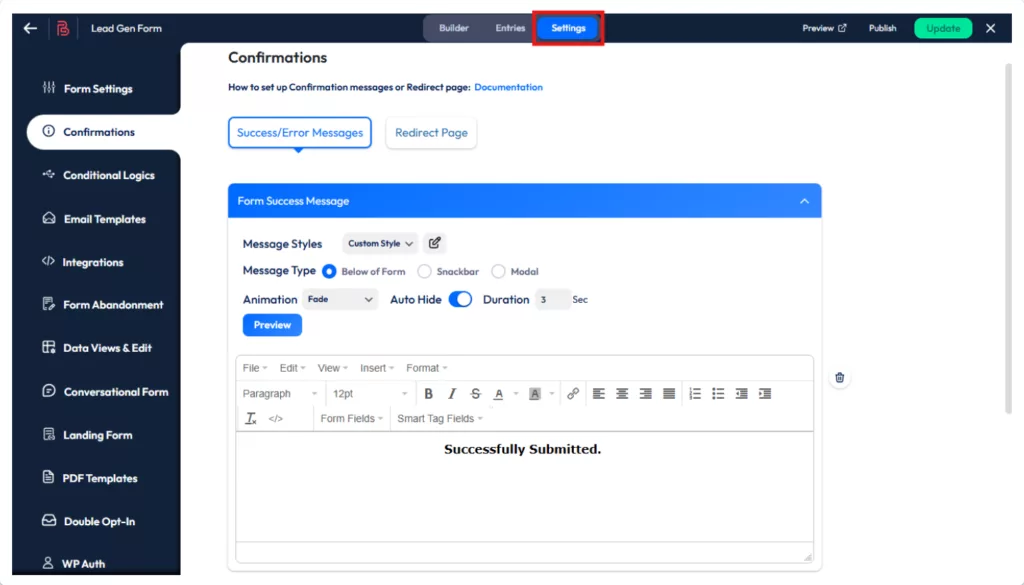 add success message or redirect
