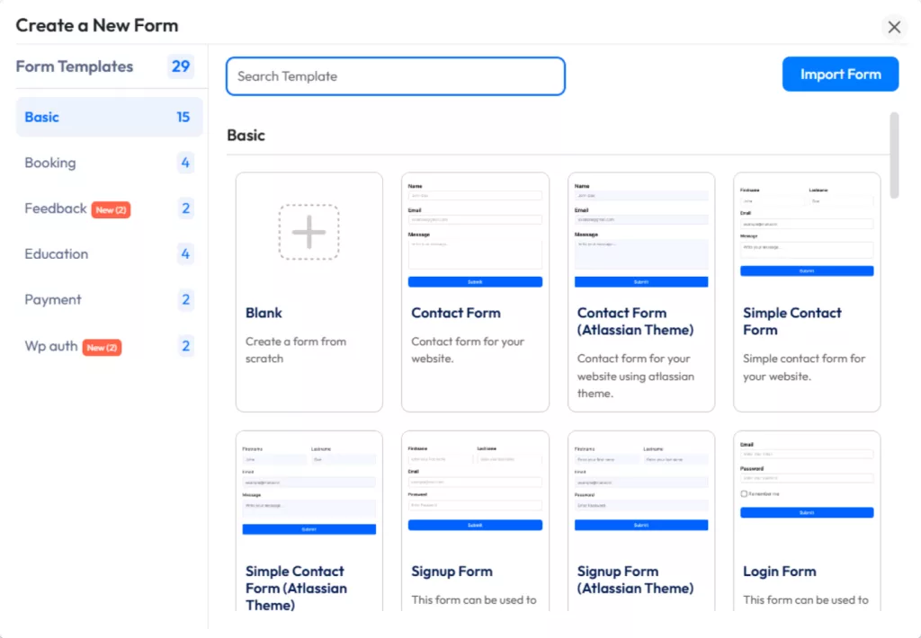 create a form template or blank