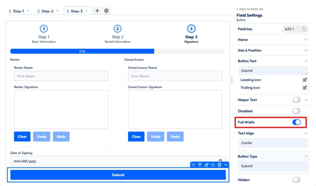 submit button full width 1