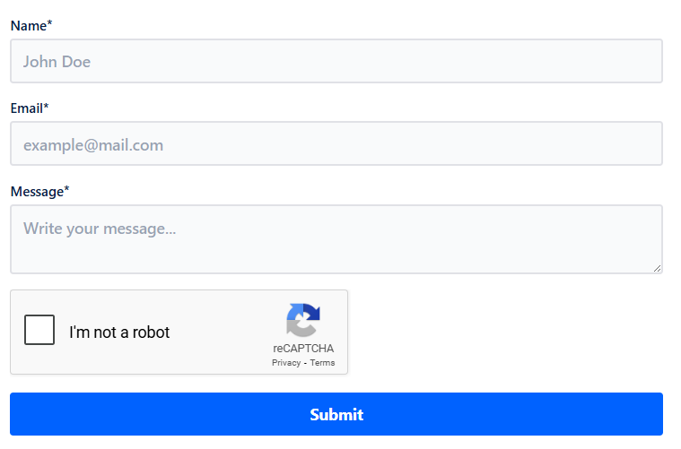 recaptcha form preview