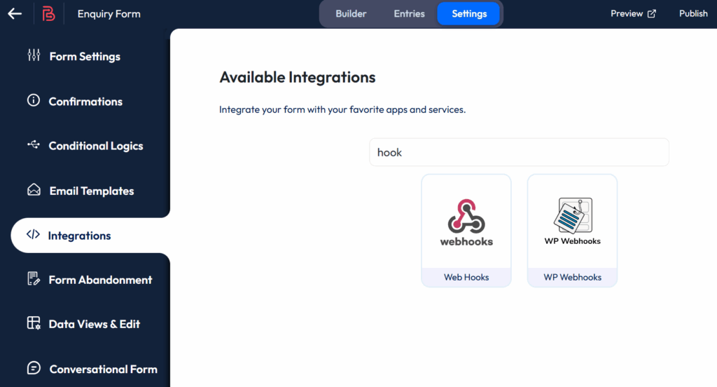 Webhooks in Bit Form