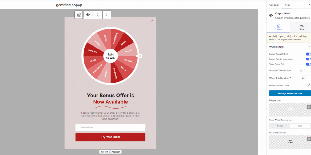 Customize the popup