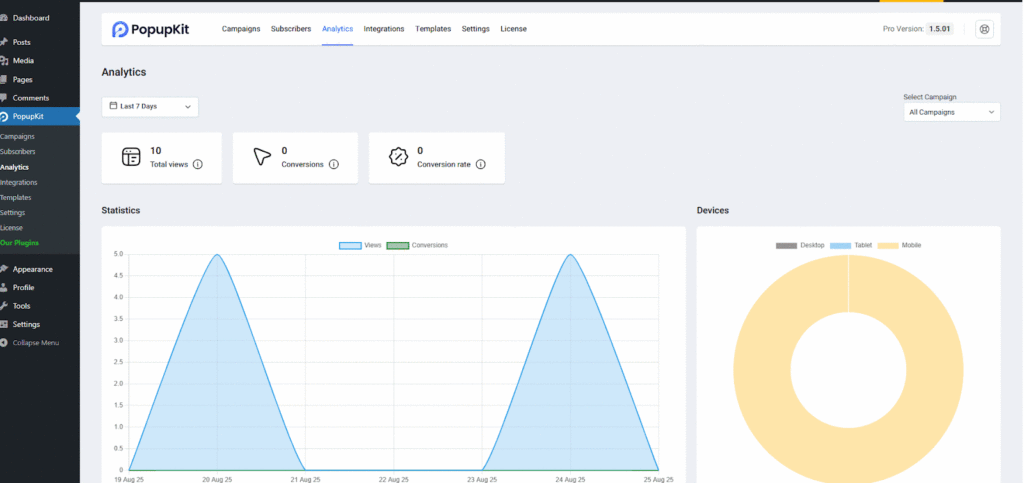 Popup analytics